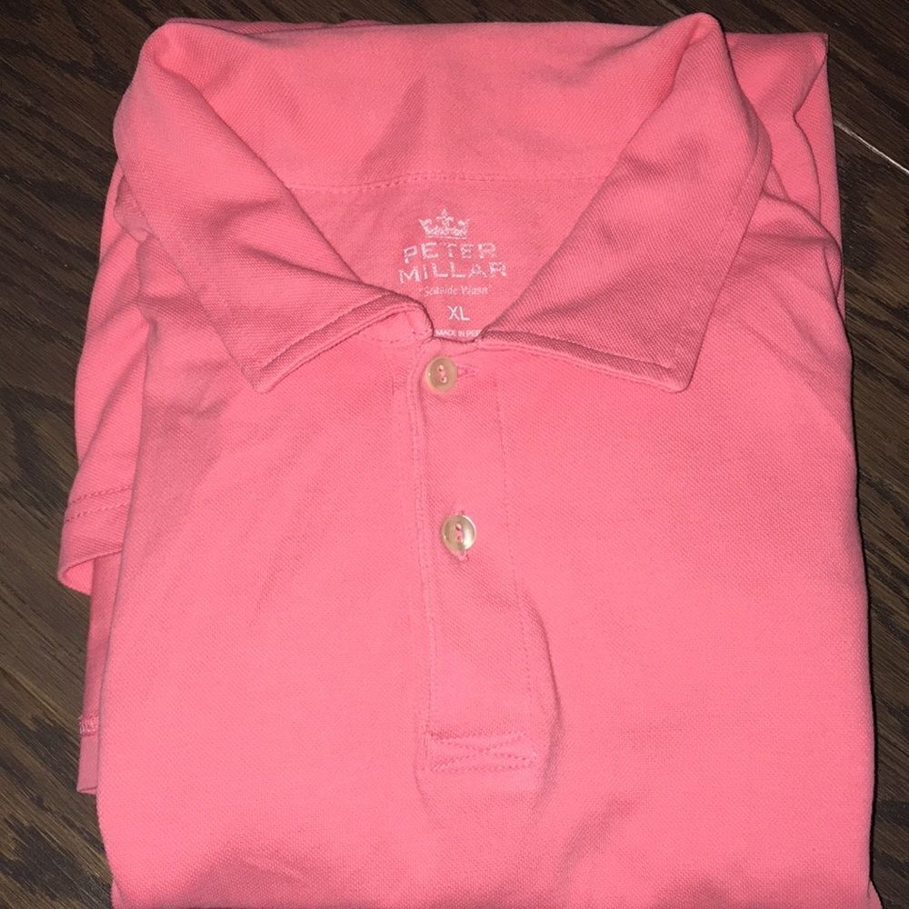 Pale Pink Peter Millar Soft Seaside Wash Golf polo shirt XL Mens cotton/elastine